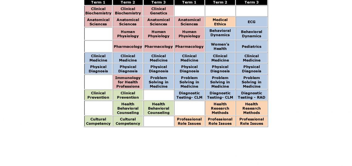 2019-2020 PA Final Didactic Course Grid
