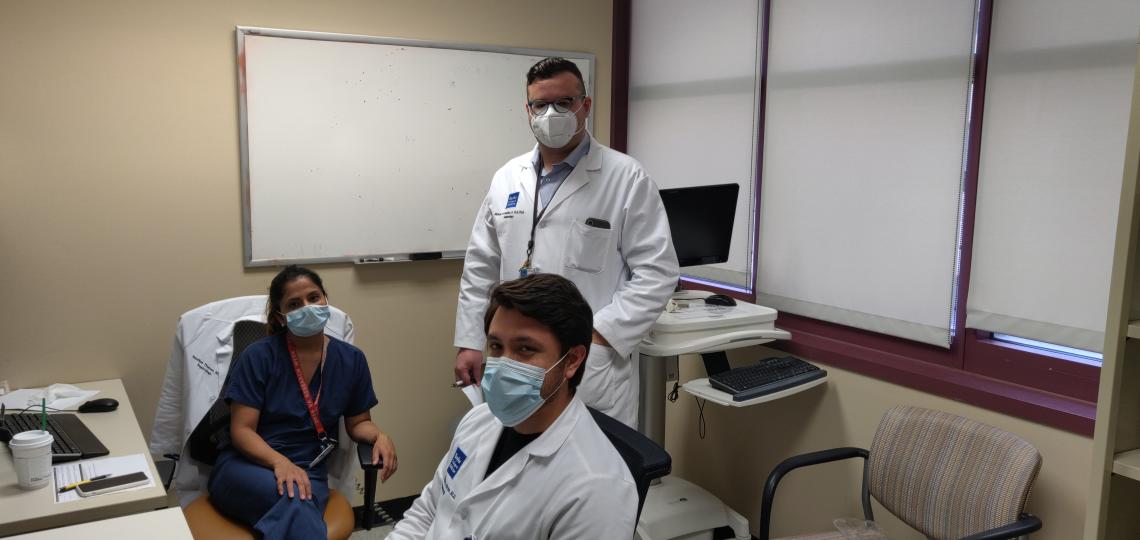 Drs. Sandhya Thomas and Michael Holliday with fellow Dr. Pablo